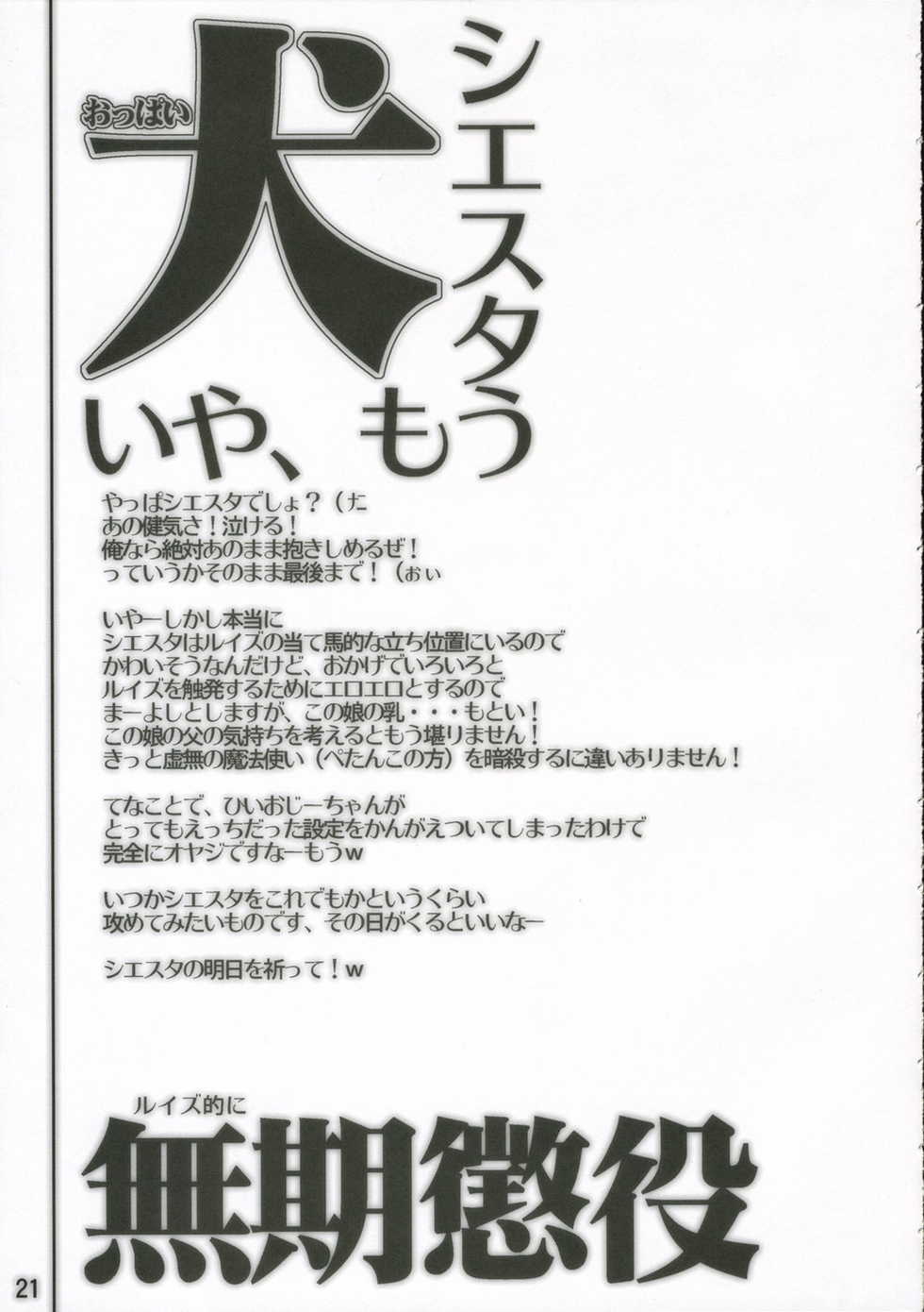 (C70) [FLAT & SLIT RACING 66 (Mu Mu Munou)] Hajimete no Inu (Zero no Tsukaima) - Page 22